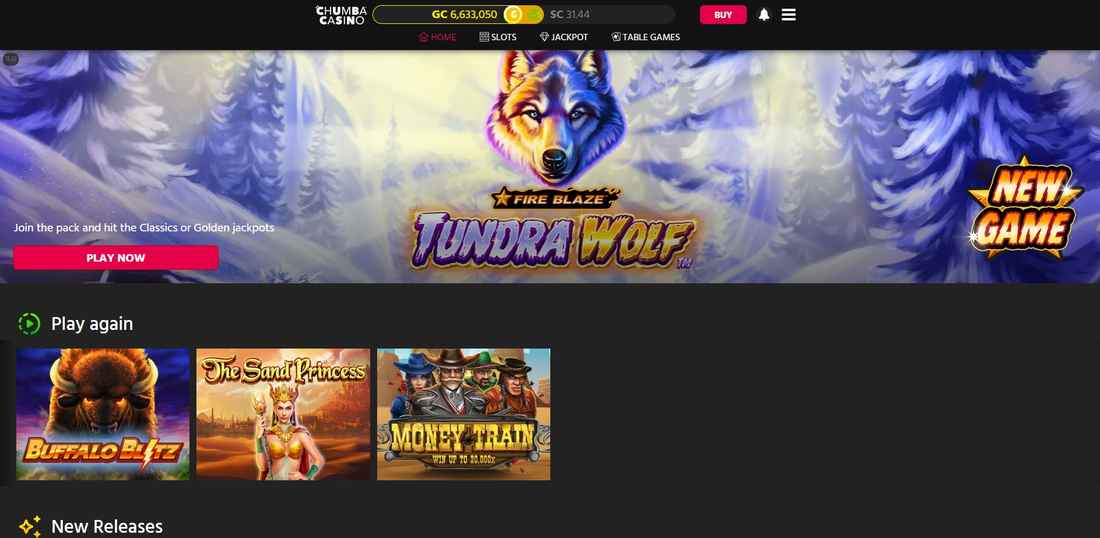 chumba socila casino homepage navigation