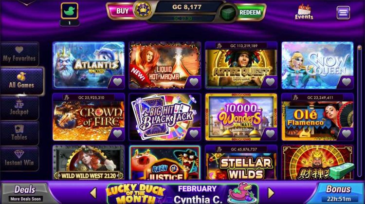 luckyland slots sweepstakes casino homepage interface
