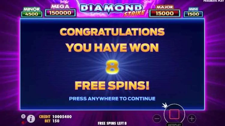 diamond strike free spins feature 