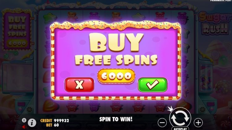 bonus buy feature pragamtic play slot sugar rush 
