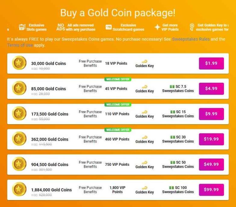 gold coin packages pulsz bingo 