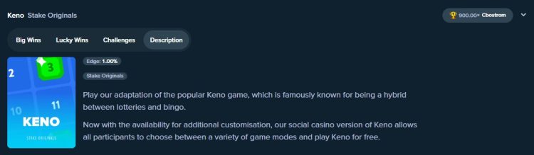 stake usa originals games keno 