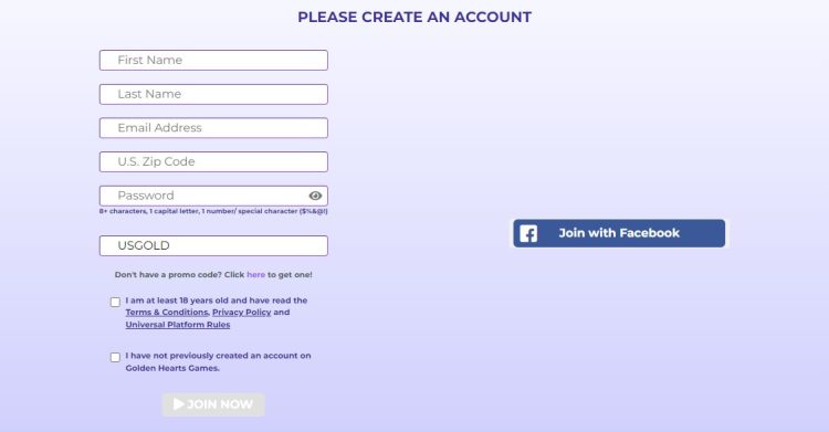 creating account registration form goldenhearts casino 
