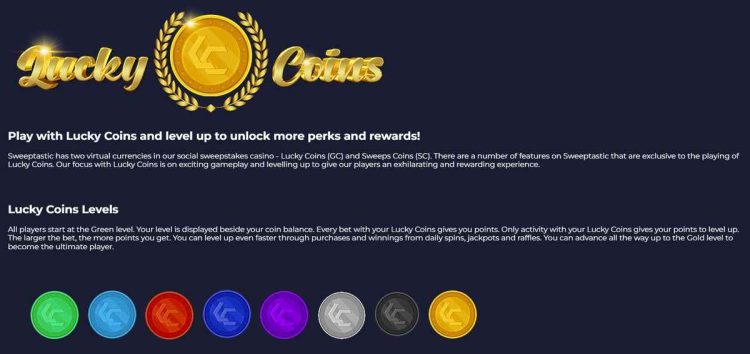 lucky coins reward system sweeptastic