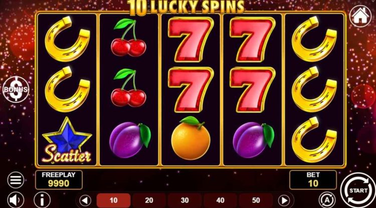 10 lucky spins slot interface 