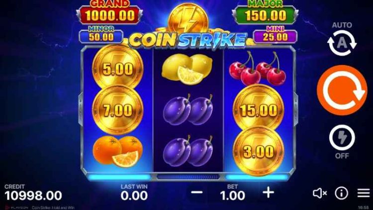 coin strike hold and win slot interface 