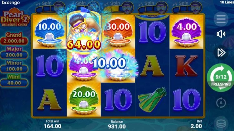 free spins feature interface pearl diver 2 treasure chest 