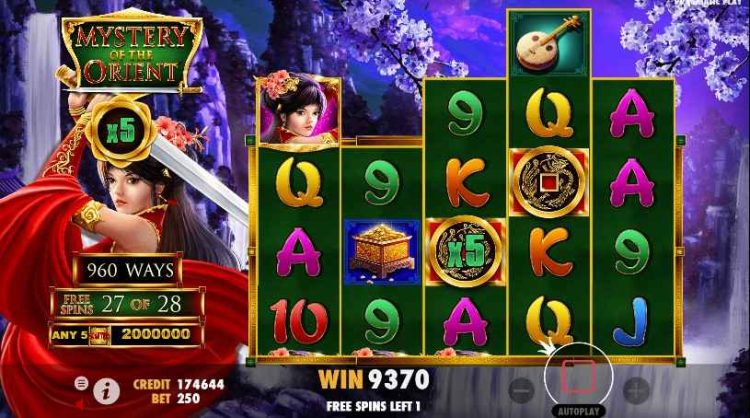 mystery of the orient bonus buy feature free spins round interface 