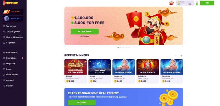 taofortune sweeps casino homepage 