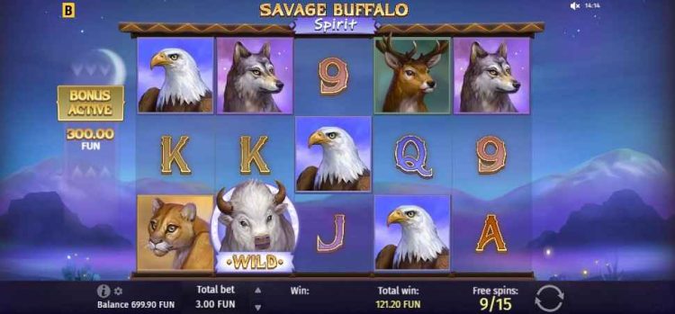 savage buffalo spirit free spins bonus round interface 
