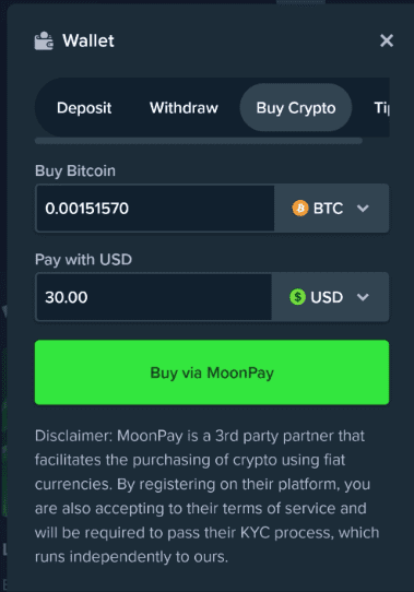 StakeUS Cryptocurrency Purchase