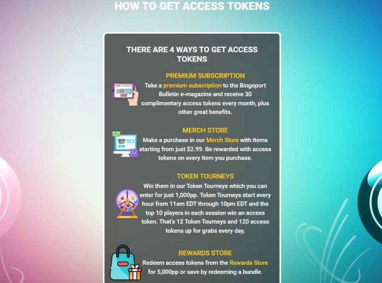 bingo port how to get access tokens 