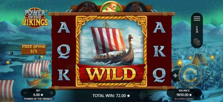 colossal wilds feature free spins bonus round power of the vikings