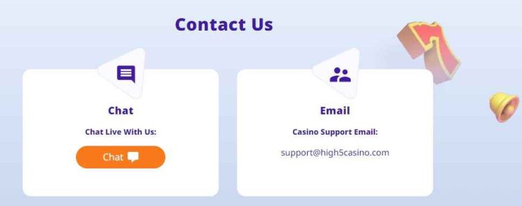 live chat email support high5casino 