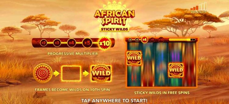 african spirit sticky wilds slot landing design