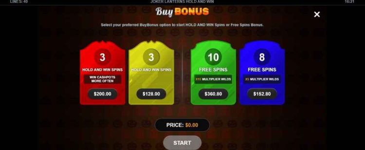 bonus buy feature options joker lanterns hold and win