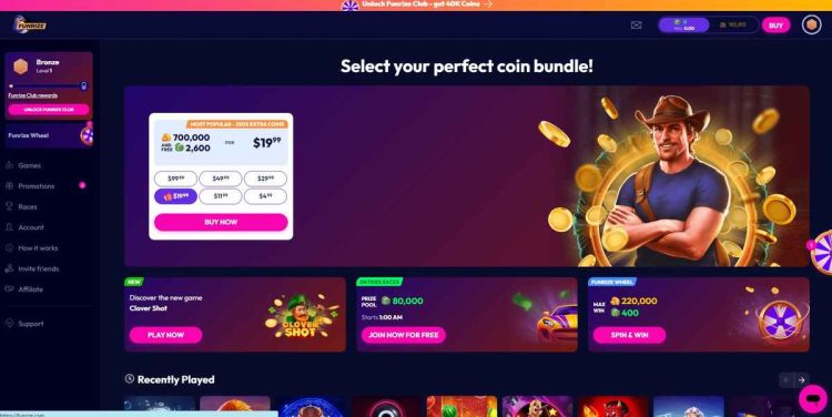 funrize sweeps casino homepage