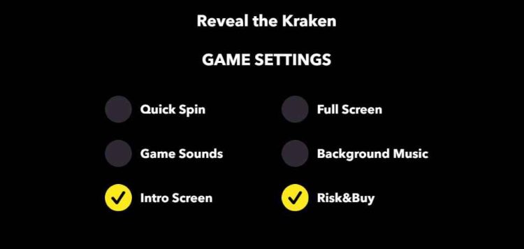 game settings revealthekraken