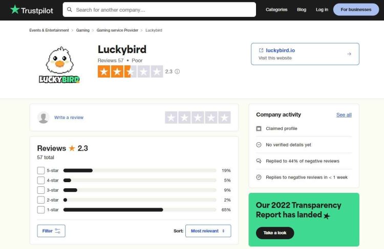 luckybird io trustpilot reviews