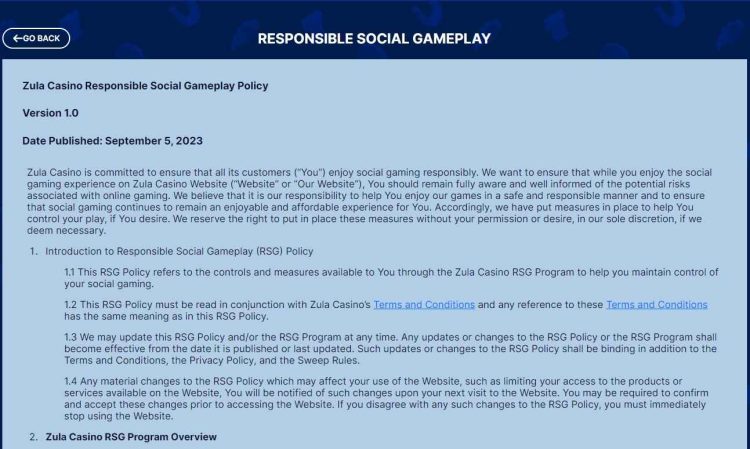 responsible social gameplay page