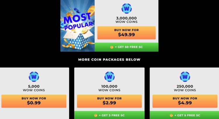 wow vegas coin packages