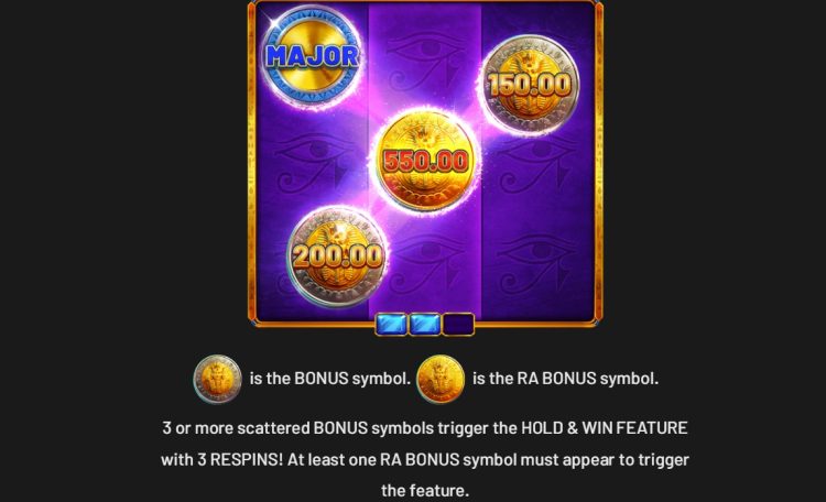 coins of ra hold and win feature