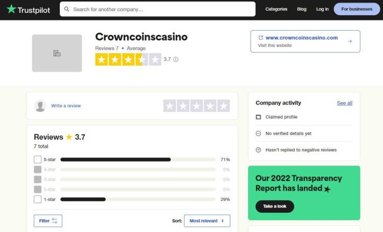 crowncoinscasino trustpilot review