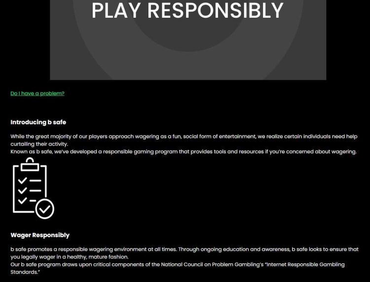 responsibble gaming page bspot casino