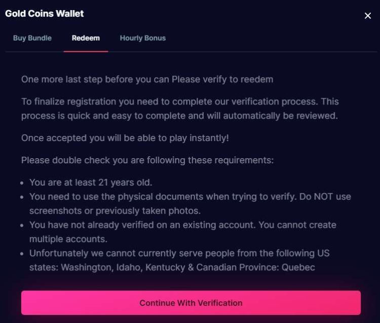 verification requirements chanced casino