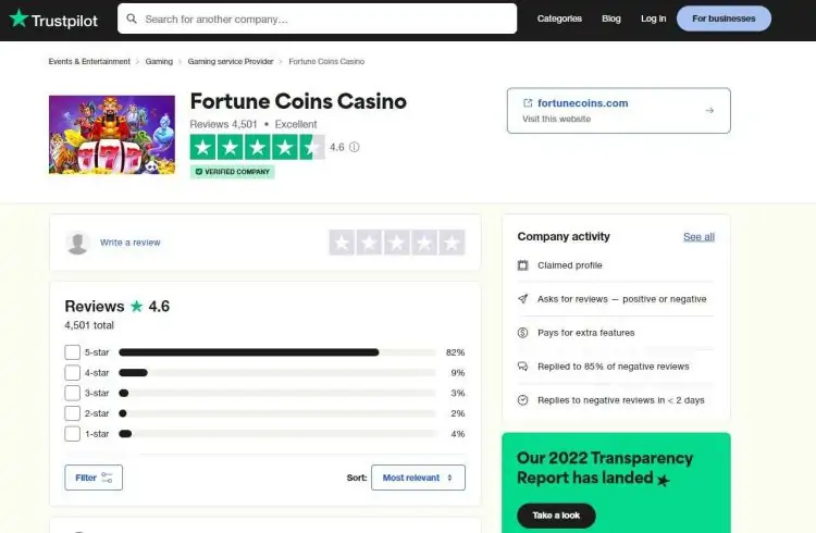 fortune coins casino trustpilot review