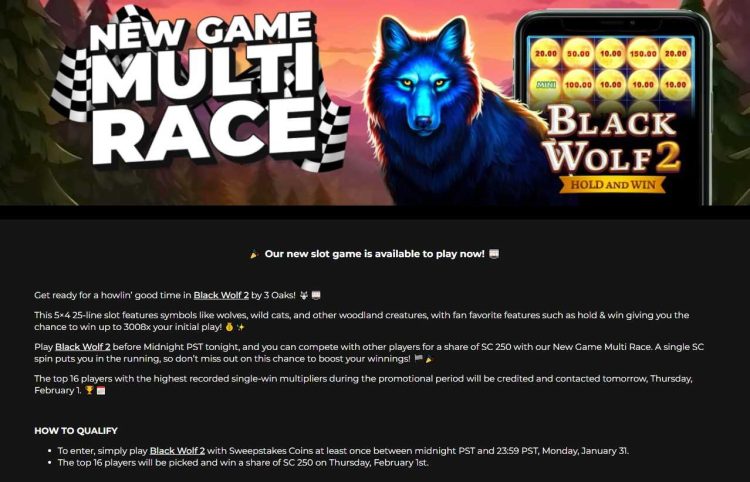 wow vegas launches black wolf 2 multi race promotion info