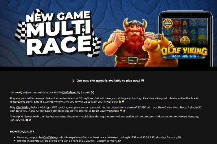 wow vegas new game multi race olaf viking promotion info
