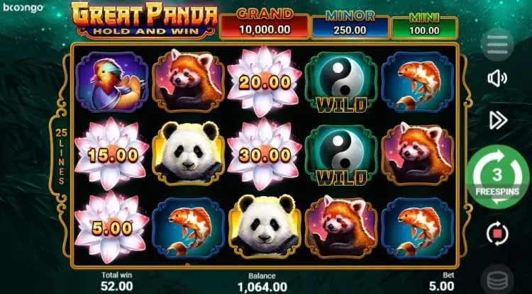 free spins bonus rpund great panda hold and win 