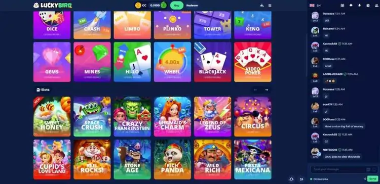 games lobby luckybird sweeps casino 