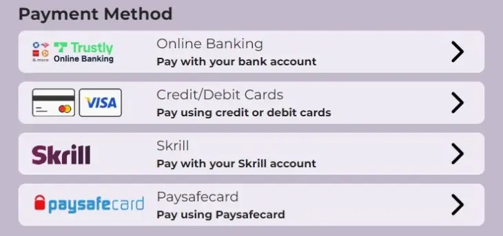payment methods fortune coins